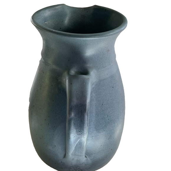 Elk Falls Pottery Blue Studio Art Pitcher Stoneware Glazed Speckled 9" - Picture 3 of 12